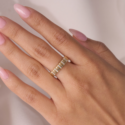 Alternating Diamond Ribbed Halfway Band - Happy Jewelers Fine Jewelry Lifetime Warranty