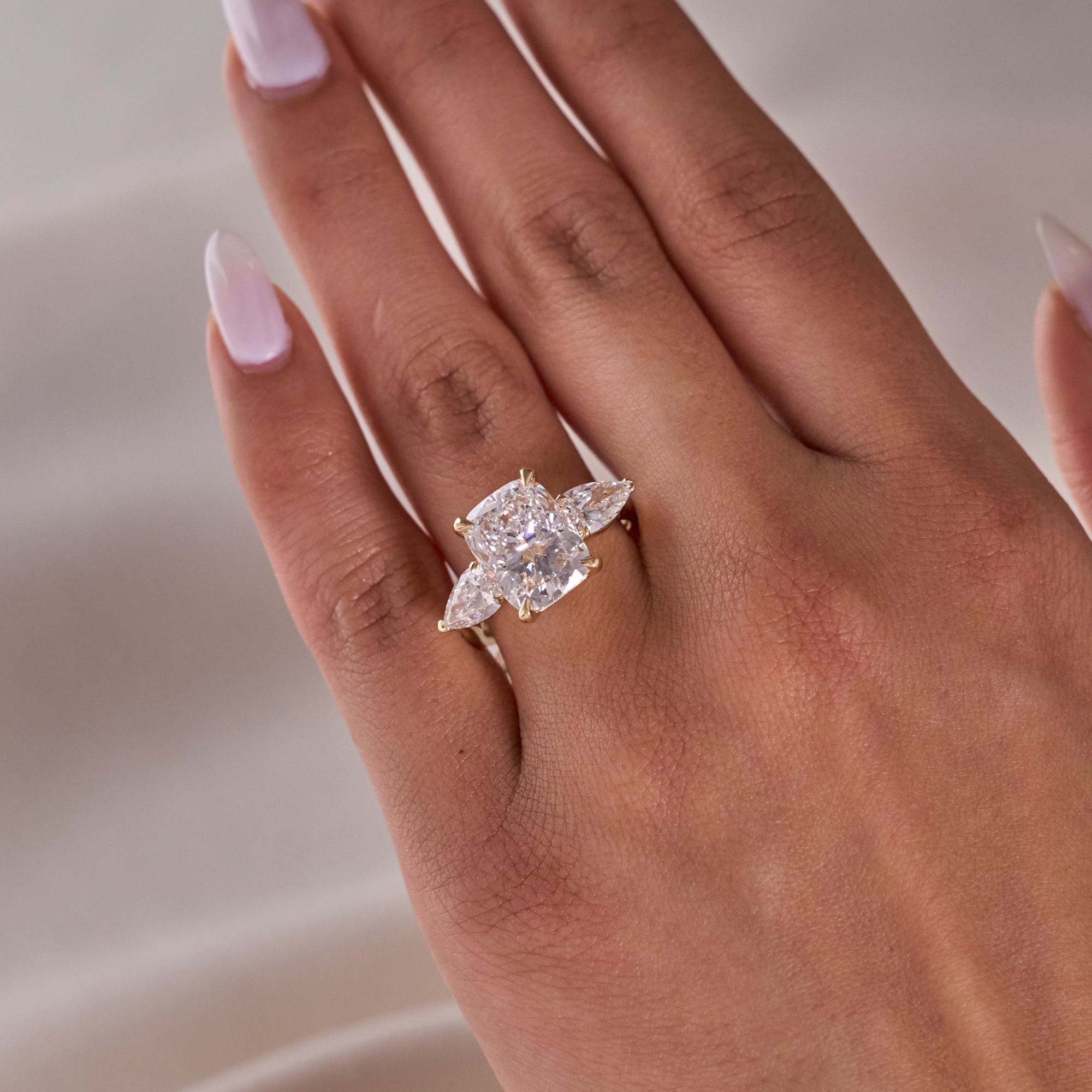 4.07 Cushion Lab Diamond 3 Stone Engagement Ring - Happy Jewelers Fine Jewelry Lifetime Warranty