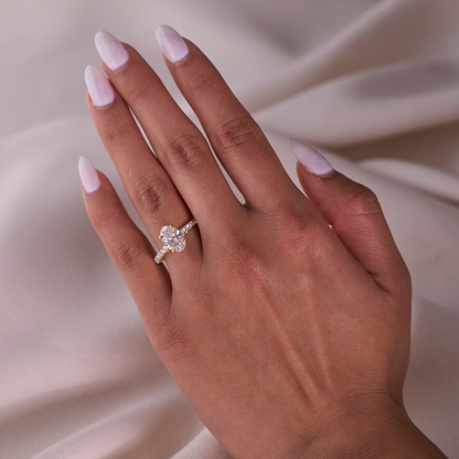 1.52 Oval Lab Diamond Engagement Ring with Double Hidden Halo - Happy Jewelers Fine Jewelry Lifetime Warranty