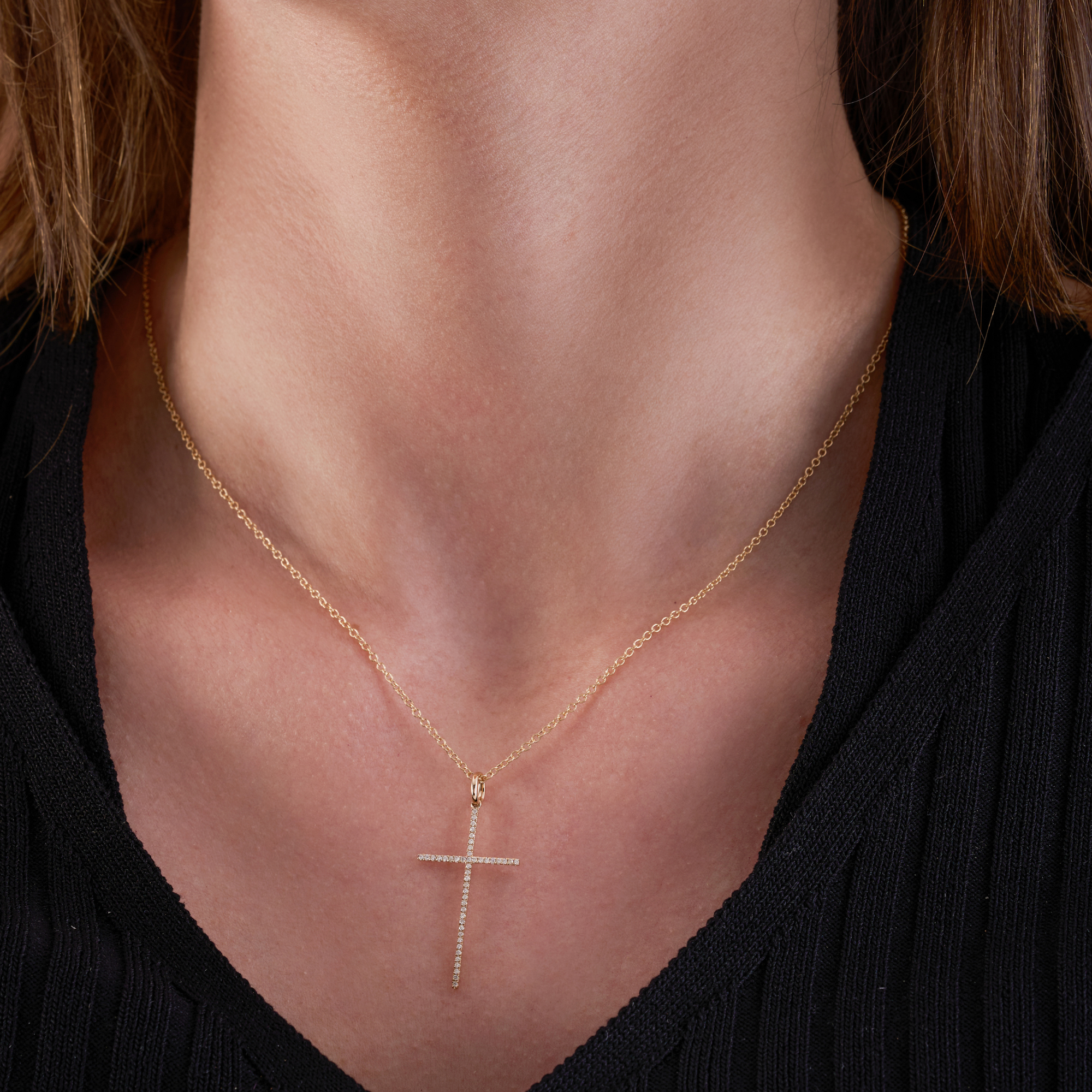 Thin Diamond Cross Necklace - Happy Jewelers Fine Jewelry Lifetime Warranty
