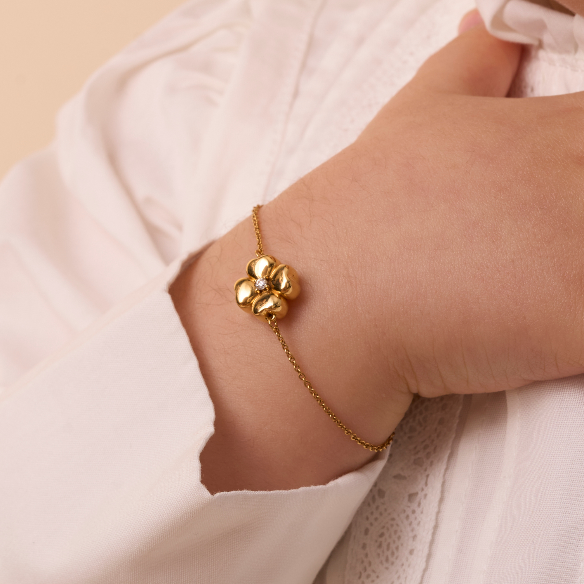 Kid's Diamond Bubble Clover Bracelet - Happy Jewelers Fine Jewelry Lifetime Warranty