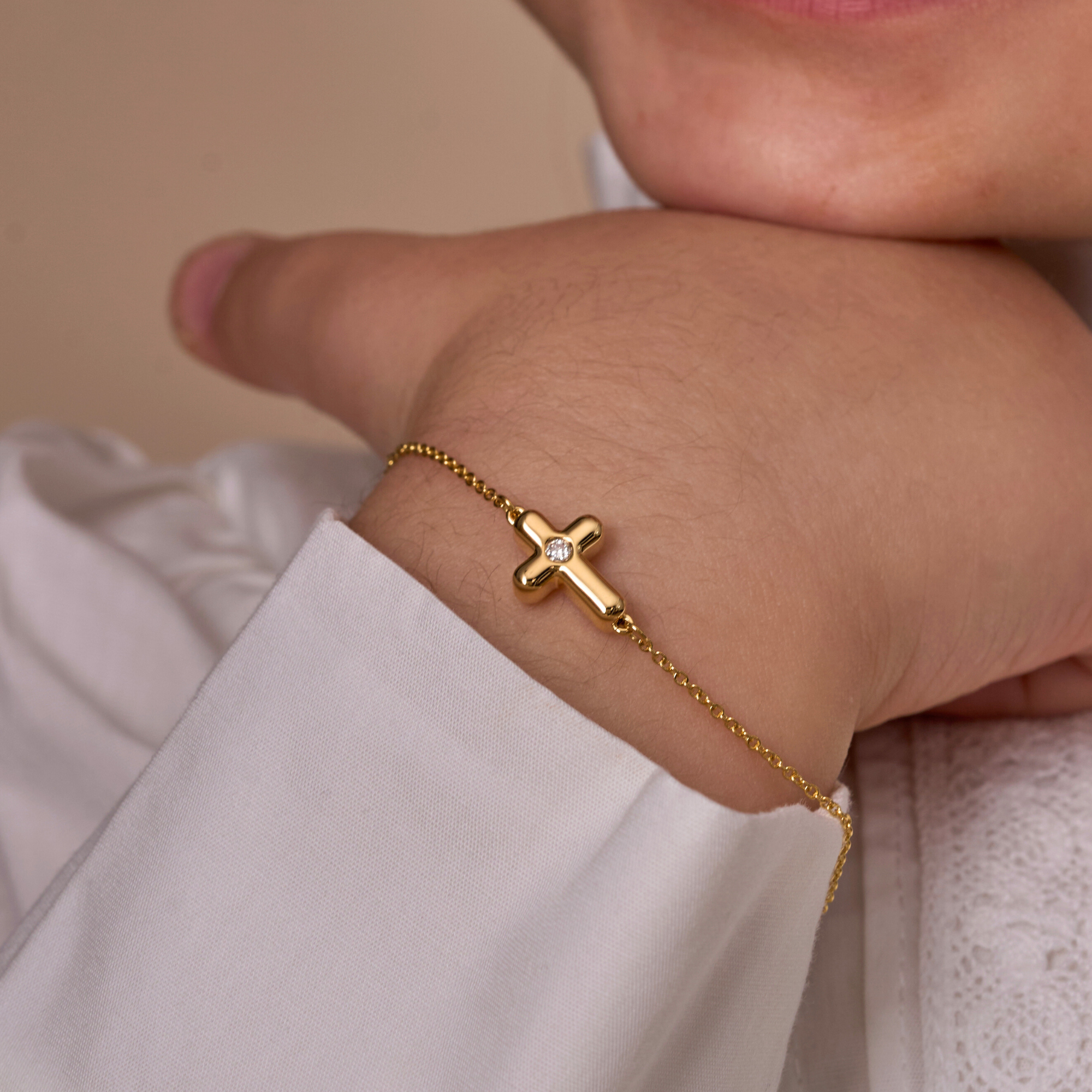 Kid's Diamond Bubble Cross Bracelet - Happy Jewelers Fine Jewelry Lifetime Warranty