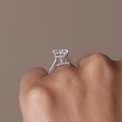 2.00 Oval Lab Diamond Engagement Ring with Hidden Halo - Happy Jewelers Fine Jewelry Lifetime Warranty