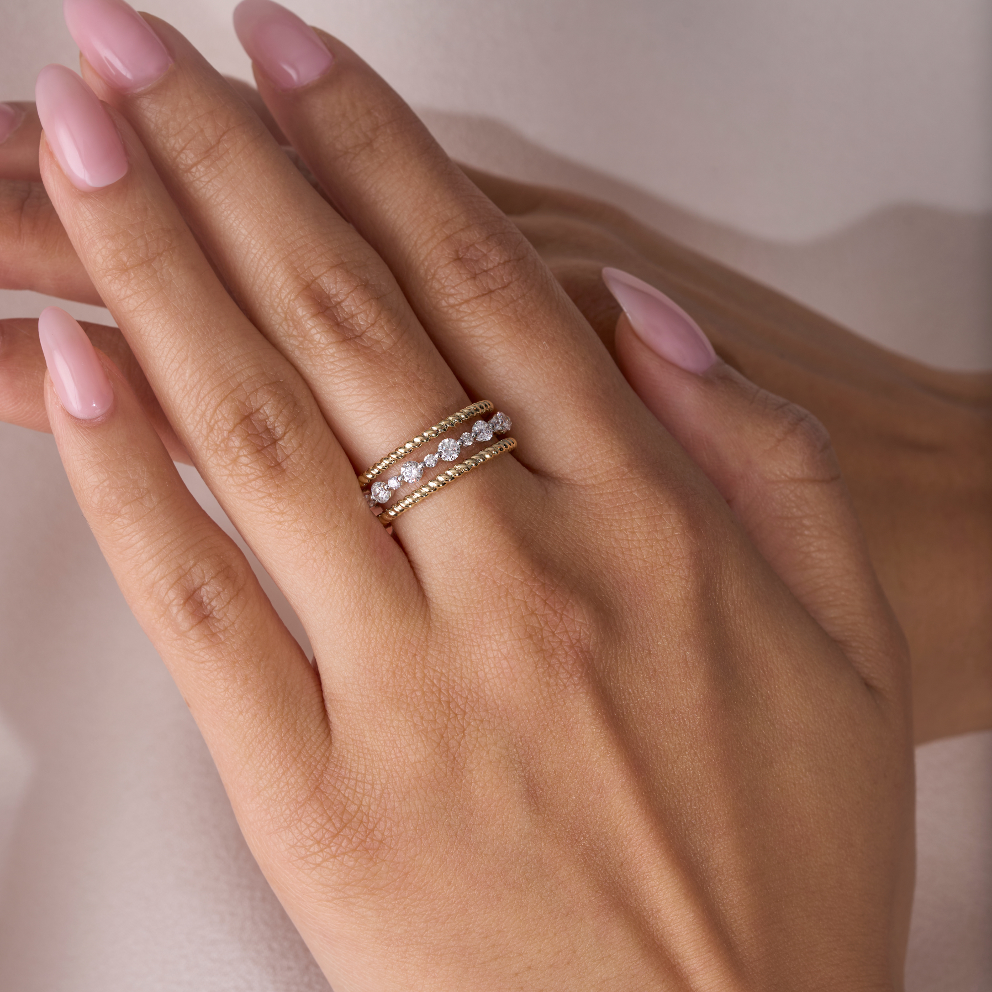 Double Cable Diamond Halfway Band - Happy Jewelers Fine Jewelry Lifetime Warranty