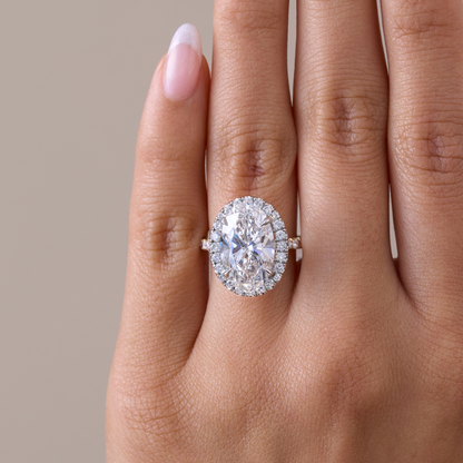 4.95 Oval Lab Diamond Engagement Ring with Halo - Happy Jewelers Fine Jewelry Lifetime Warranty