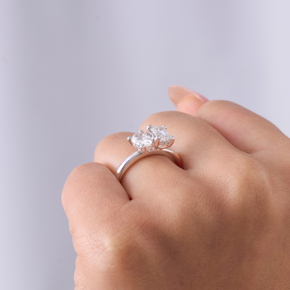 Oval and Emerald Toi et Moi Lab Diamond Engagement Ring - Happy Jewelers Fine Jewelry Lifetime Warranty