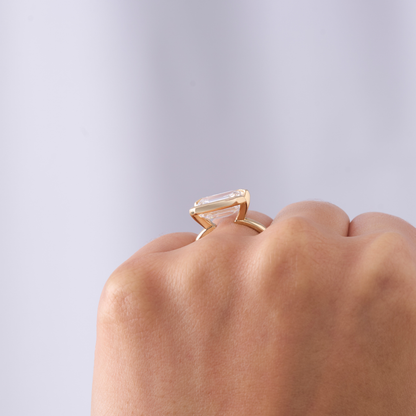 4.50 Emerald Lab Diamond East-West Engagement Ring - Happy Jewelers Fine Jewelry Lifetime Warranty