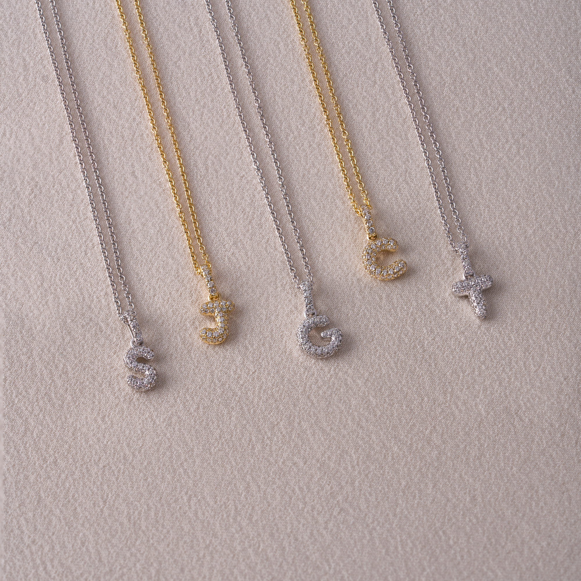 Pave Diamond Bubble Initial Pendant