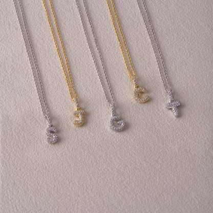 Pave Diamond Bubble Initial Pendant