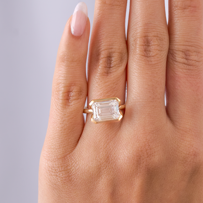 4.50 Emerald Lab Diamond East-West Engagement Ring - Happy Jewelers Fine Jewelry Lifetime Warranty