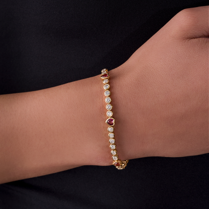 Diamond and Pink Heart Tennis Bracelet - Happy Jewelers Fine Jewelry Lifetime Warranty