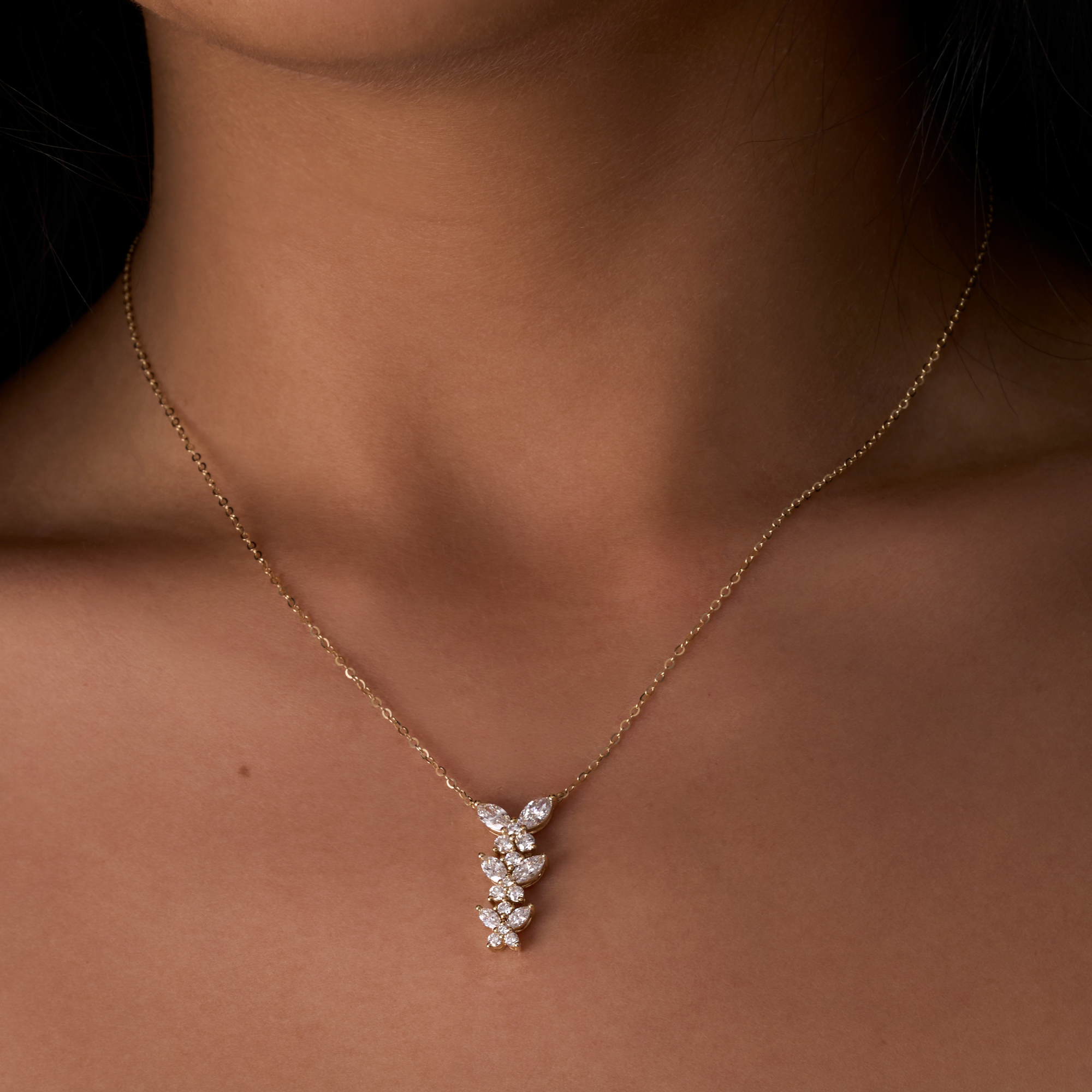 Butterfly Lab Diamond Drop Pendant Necklace - Happy Jewelers Fine Jewelry Lifetime Warranty