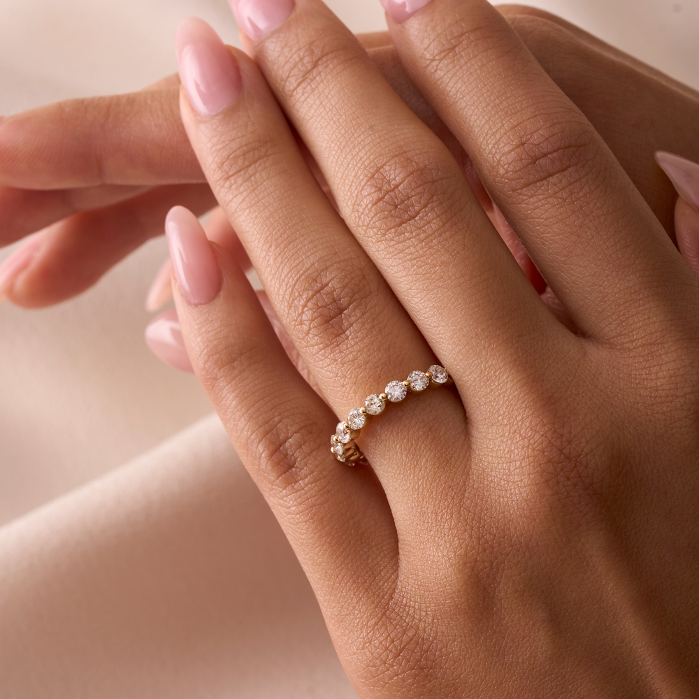 Medium Round Shared Prong Lab Diamond Eternity Band – Happy Jewelers