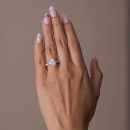 2.00 Oval Lab Diamond Engagement Ring with Hidden Halo - Happy Jewelers Fine Jewelry Lifetime Warranty