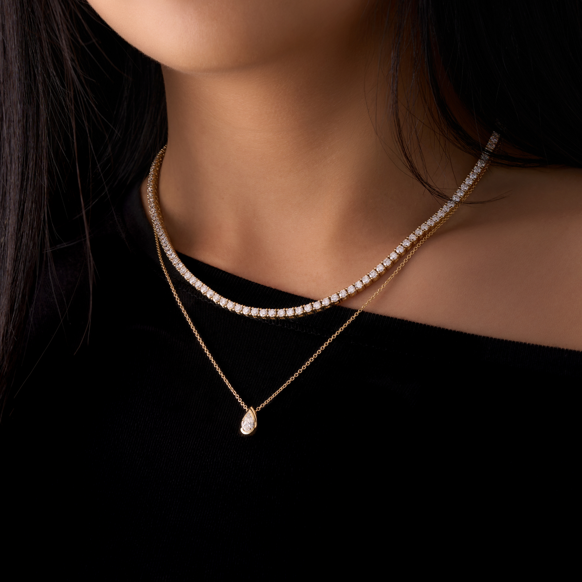 Bezel Pear Lab Diamond Solitaire Pendant - Happy Jewelers Fine Jewelry Lifetime Warranty