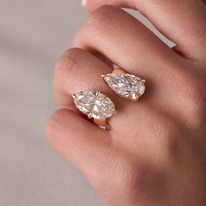 Oval and Pear Toi et Moi Lab Diamond Engagement Ring - Happy Jewelers Fine Jewelry Lifetime Warranty