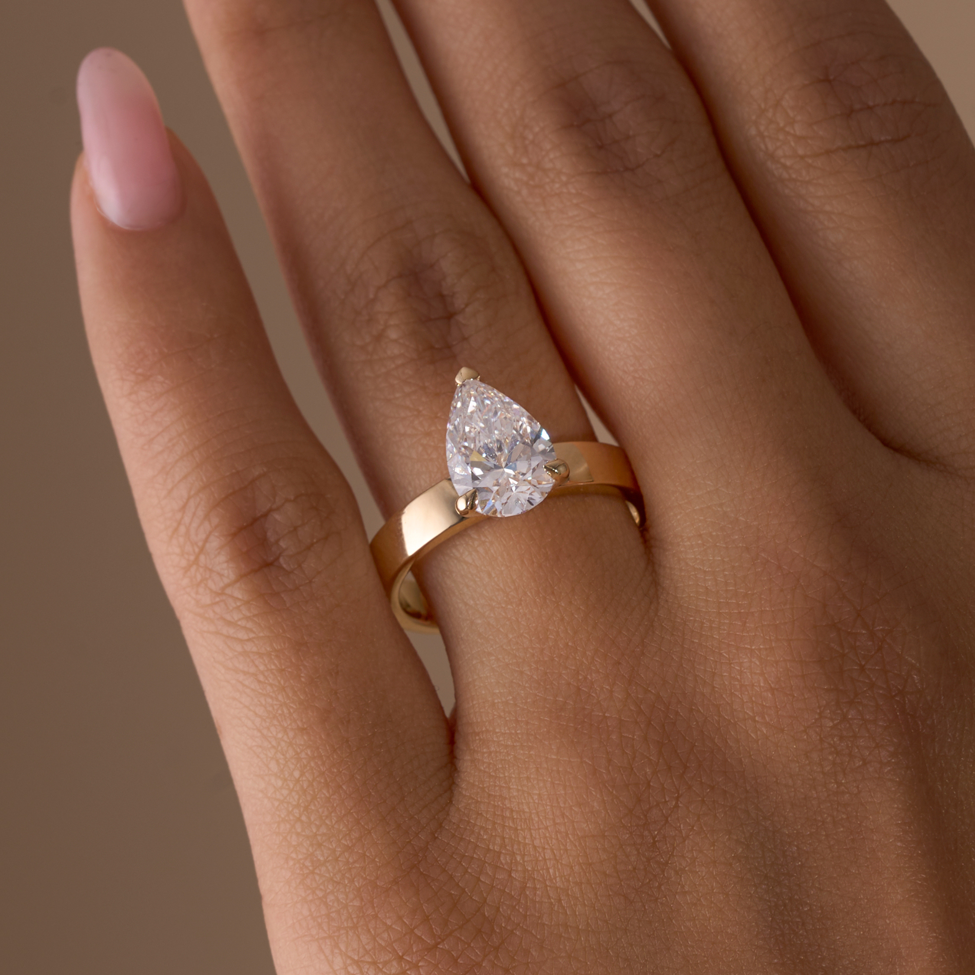 2.01 Pear Lab Diamond Wide Band Engagement Ring - Happy Jewelers Fine Jewelry Lifetime Warranty