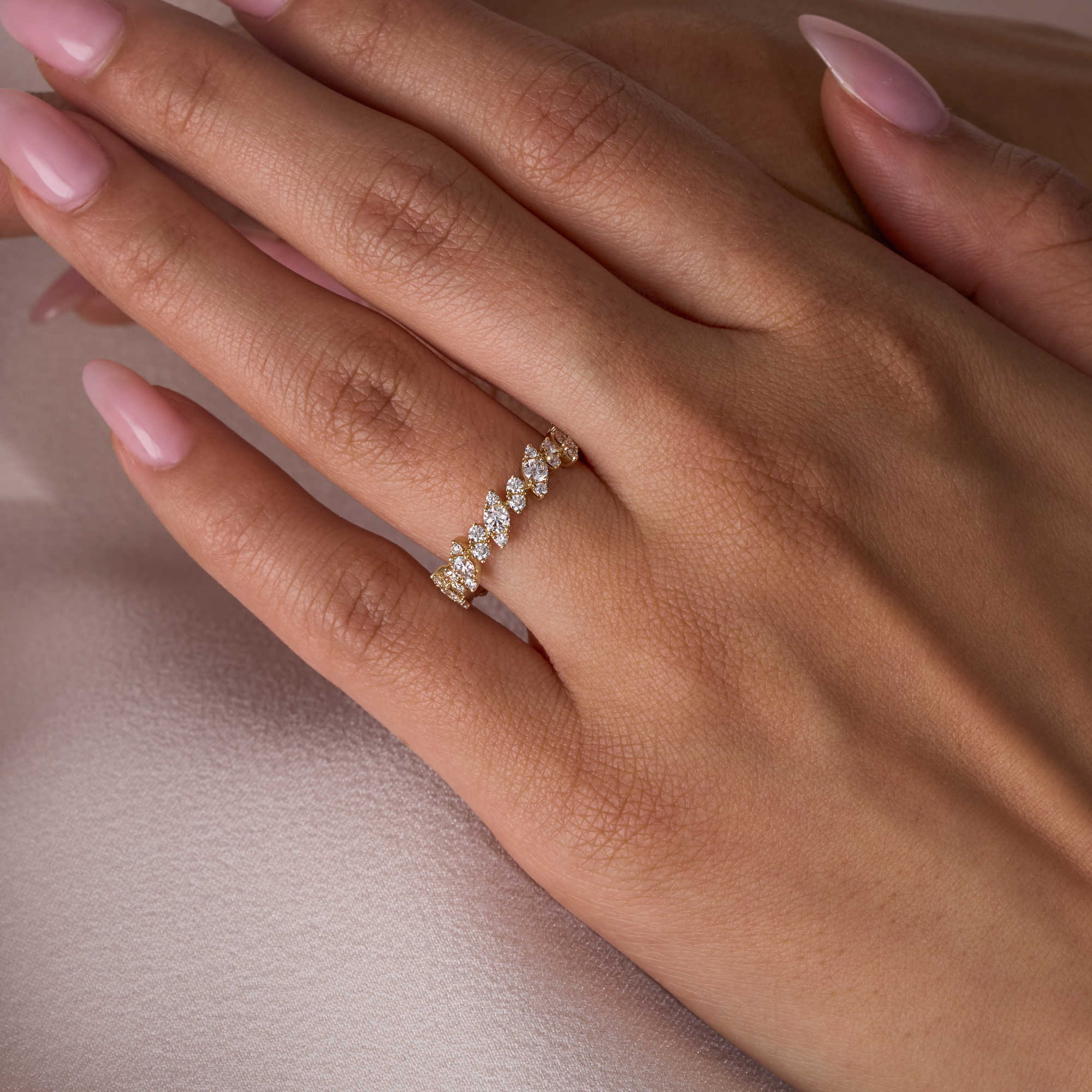 Diamond Slanted Marquise Illusion Band - Happy Jewelers Fine Jewelry Lifetime Warranty