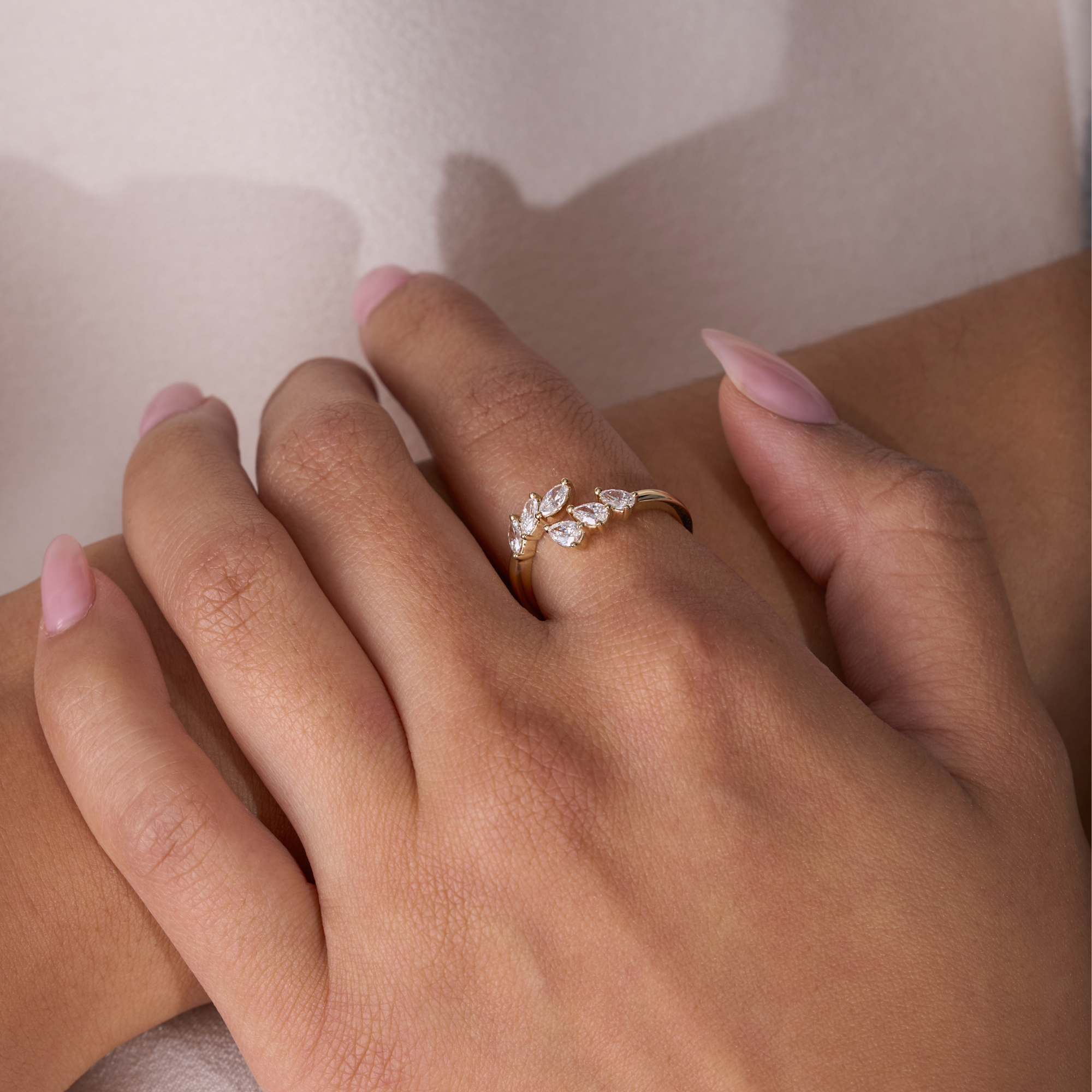 Slanted Multi-Diamond Open Cocktail Ring - Happy Jewelers Fine Jewelry Lifetime Warranty