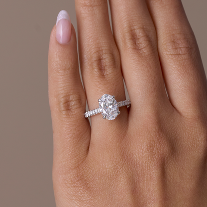 2.00 Oval Lab Diamond Engagement Ring with Hidden Halo - Happy Jewelers Fine Jewelry Lifetime Warranty