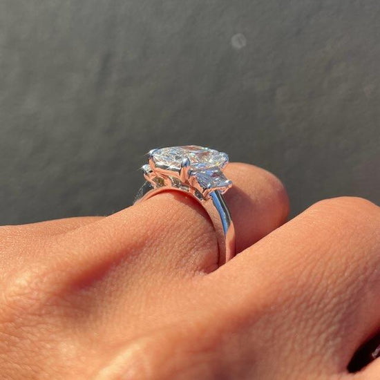 3.51 Carat Radiant Lab Grown Diamond 3 Stone Engagement Ring - Happy Jewelers Fine Jewelry Lifetime Warranty