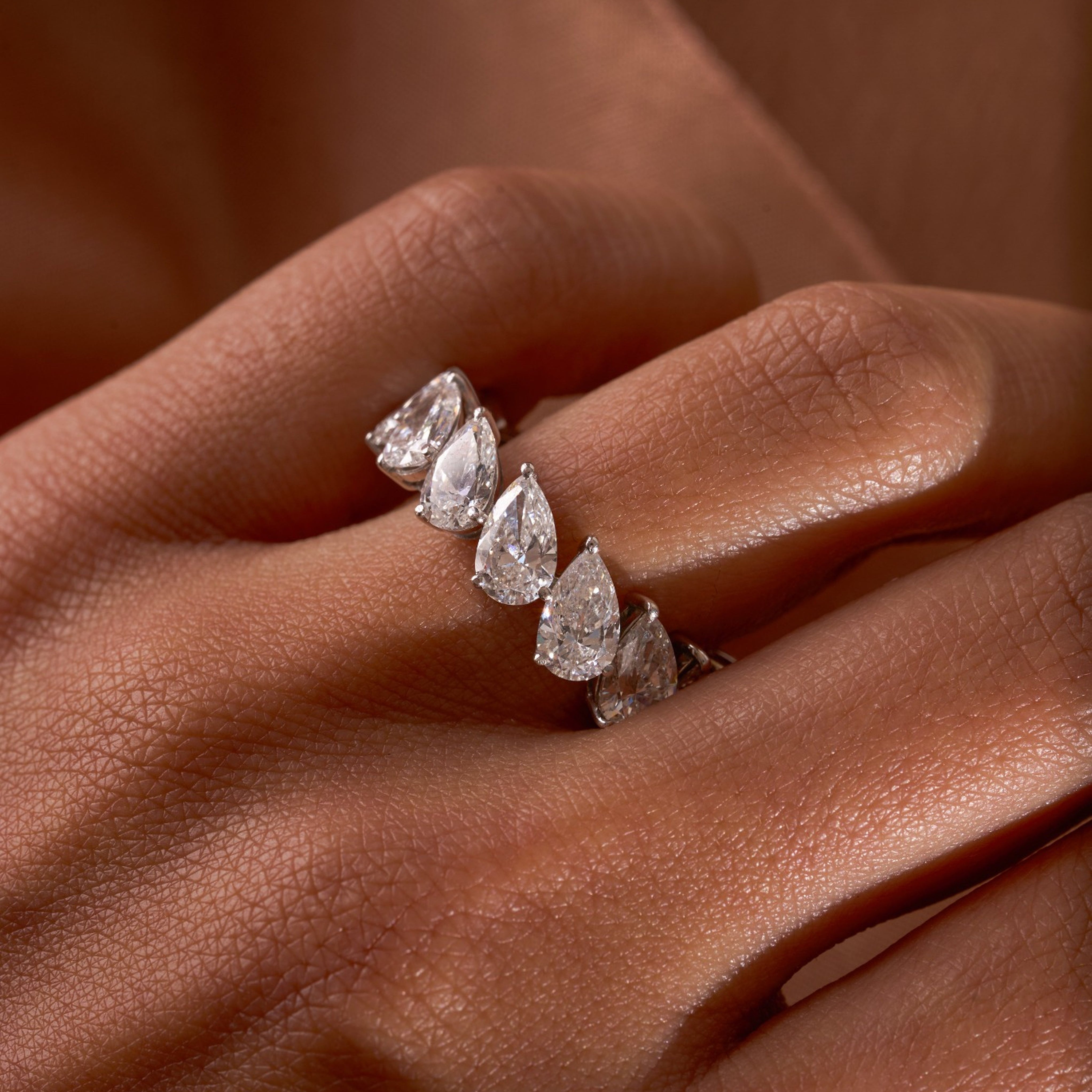 Lab Slanted Pear Eternity Band - Happy Jewelers Fine Jewelry Lifetime Warranty