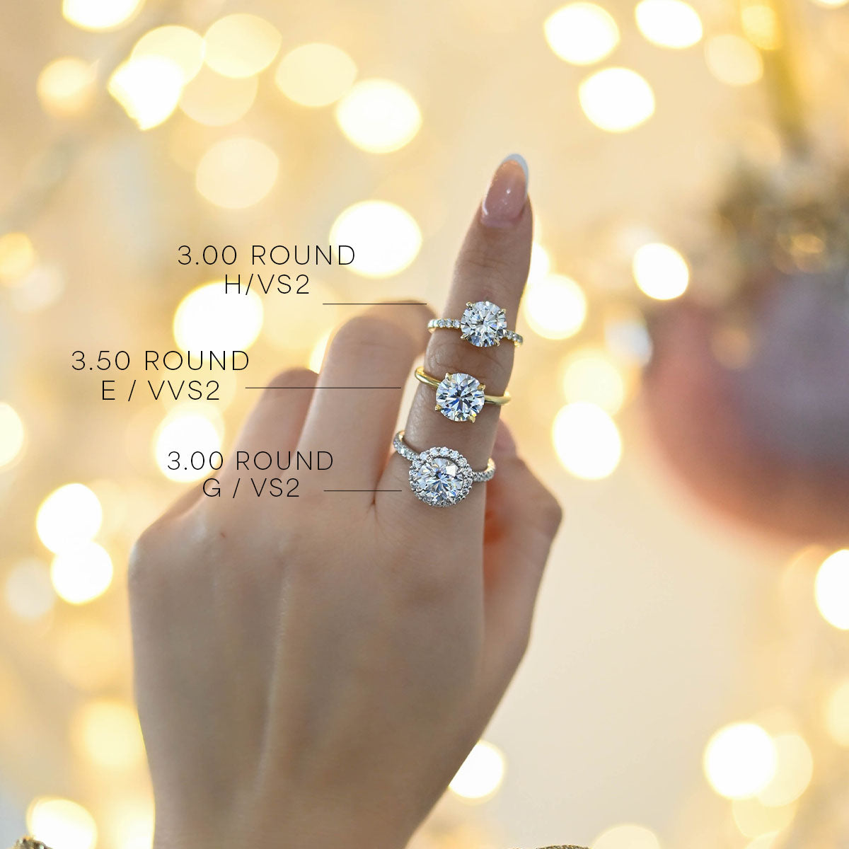 3 ct Lab Diamond Wedding Rings with Halo – Happy Jewelers
