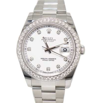 Rolex Men's Datejust 41 Stainless Steel Custom Diamond Dial Watch Reference #126300 - Happy Jewelers Fine Jewelry Lifetime Warranty