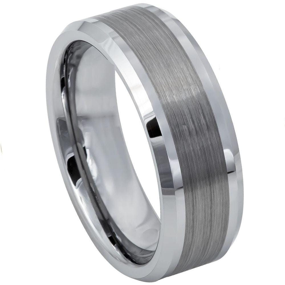 Brushed Polished Tungsten Band