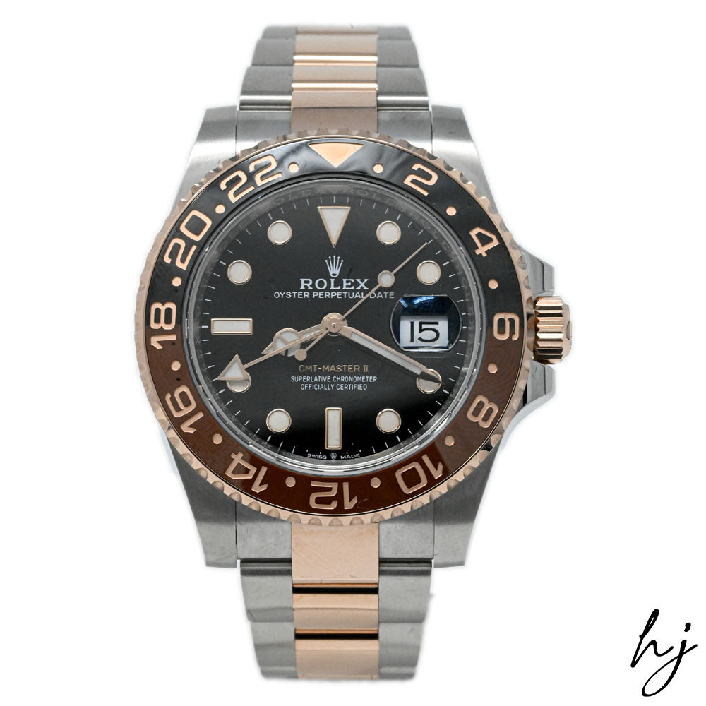 Load image into Gallery viewer, Rolex Men&amp;#39;s GMT-Master II Rootbeer 18K Rose Gold &amp;amp; Steel 40mm Black Dot Dial Watch Ref #126711CHNR - Happy Jewelers Fine Jewelry Lifetime Warranty
