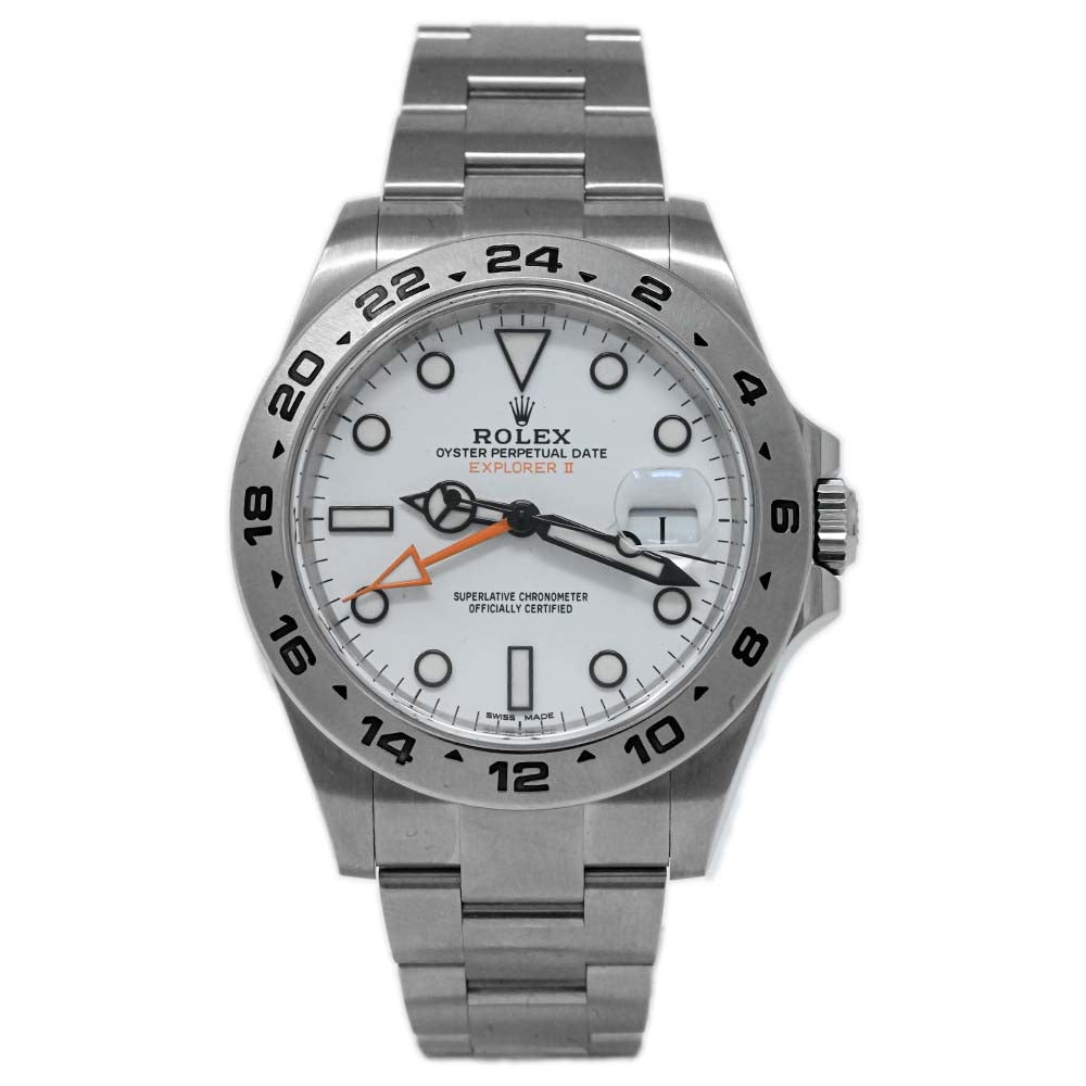 Rolex Men's Explorer II Stainless Steel 42mm White Dot Dial Watch Ref# 216570 - Happy Jewelers Fine Jewelry Lifetime Warranty