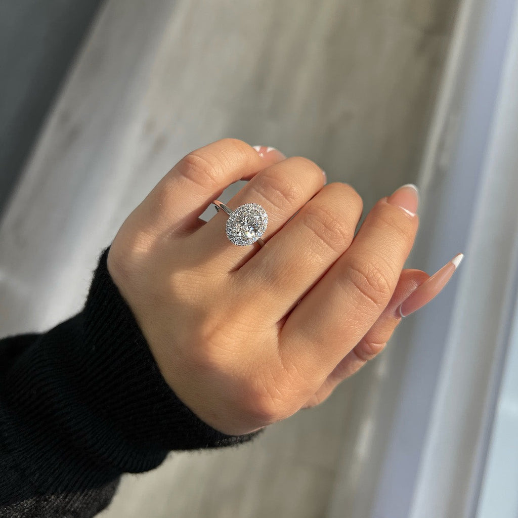 1.27 Oval Cut Halo Lab Created Diamond Engagement Ring - Happy Jewelers Fine Jewelry Lifetime Warranty
