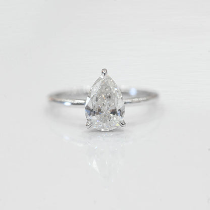 1.55 Carat Pear Natural Diamond Engagement Ring with Hidden Halo - Happy Jewelers Fine Jewelry Lifetime Warranty