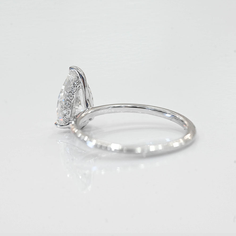 1.55 Carat Pear Natural Diamond Engagement Ring with Hidden Halo - Happy Jewelers Fine Jewelry Lifetime Warranty