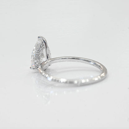 1.55 Carat Pear Natural Diamond Engagement Ring with Hidden Halo - Happy Jewelers Fine Jewelry Lifetime Warranty
