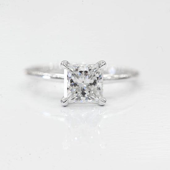 1.60 Carat Princess Lab Created Diamond Engagement Ring with Hidden Halo - Happy Jewelers Fine Jewelry Lifetime Warranty