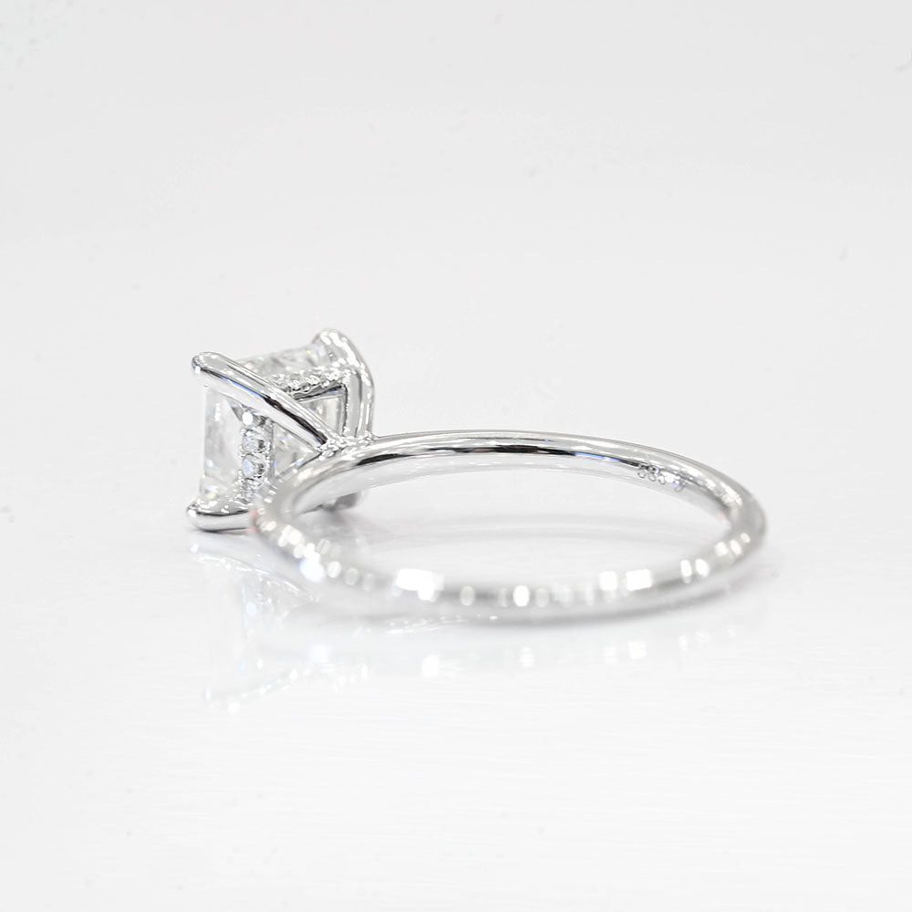 1.60 Carat Princess Lab Created Diamond Engagement Ring with Hidden Halo - Happy Jewelers Fine Jewelry Lifetime Warranty