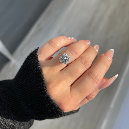 1.70 Round Brilliant Lab Created Diamond Engagement Ring with Halo - Happy Jewelers Fine Jewelry Lifetime Warranty