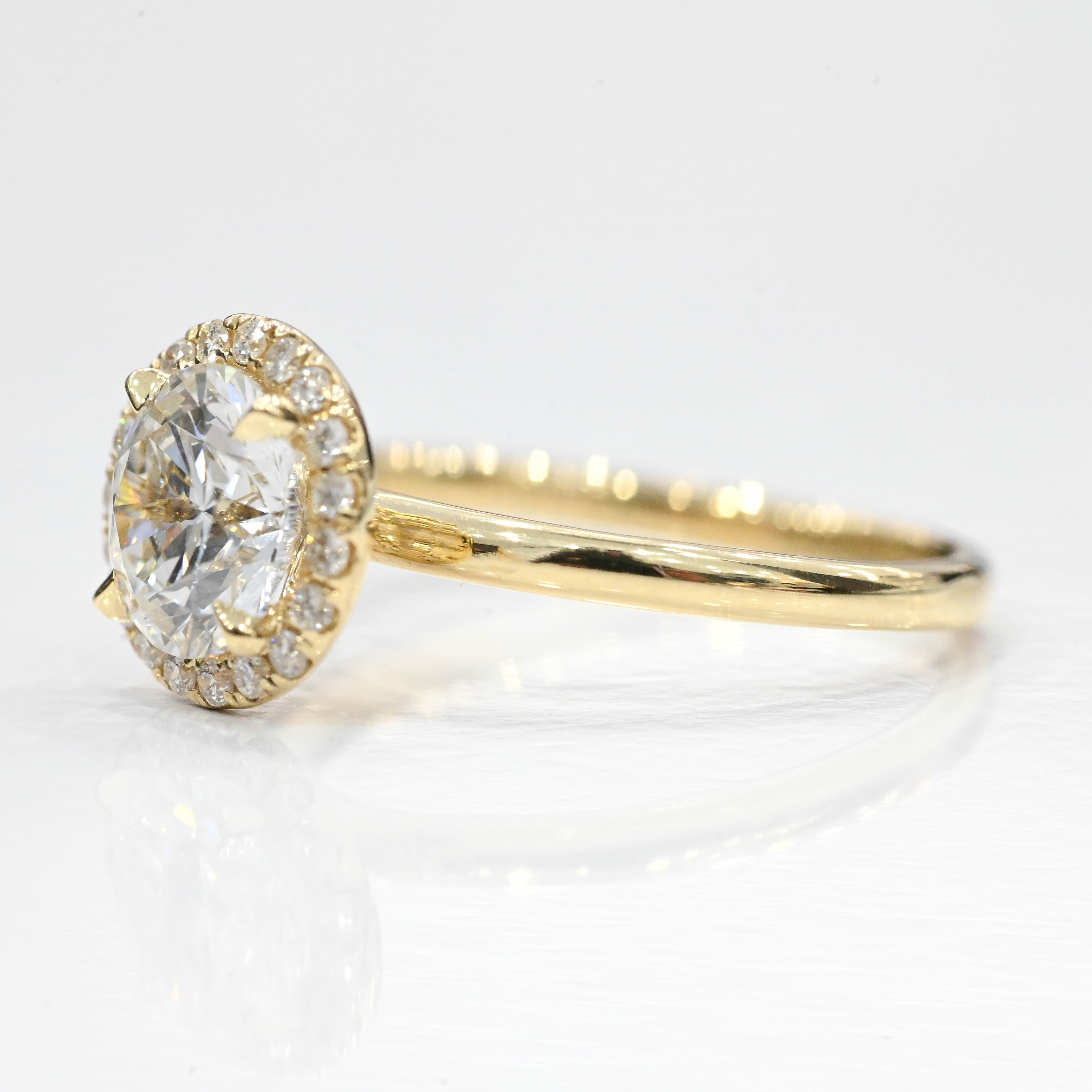 1.70 Carat Round Lab Created Solitaire Engagement Ring with Halo - Happy Jewelers Fine Jewelry Lifetime Warranty