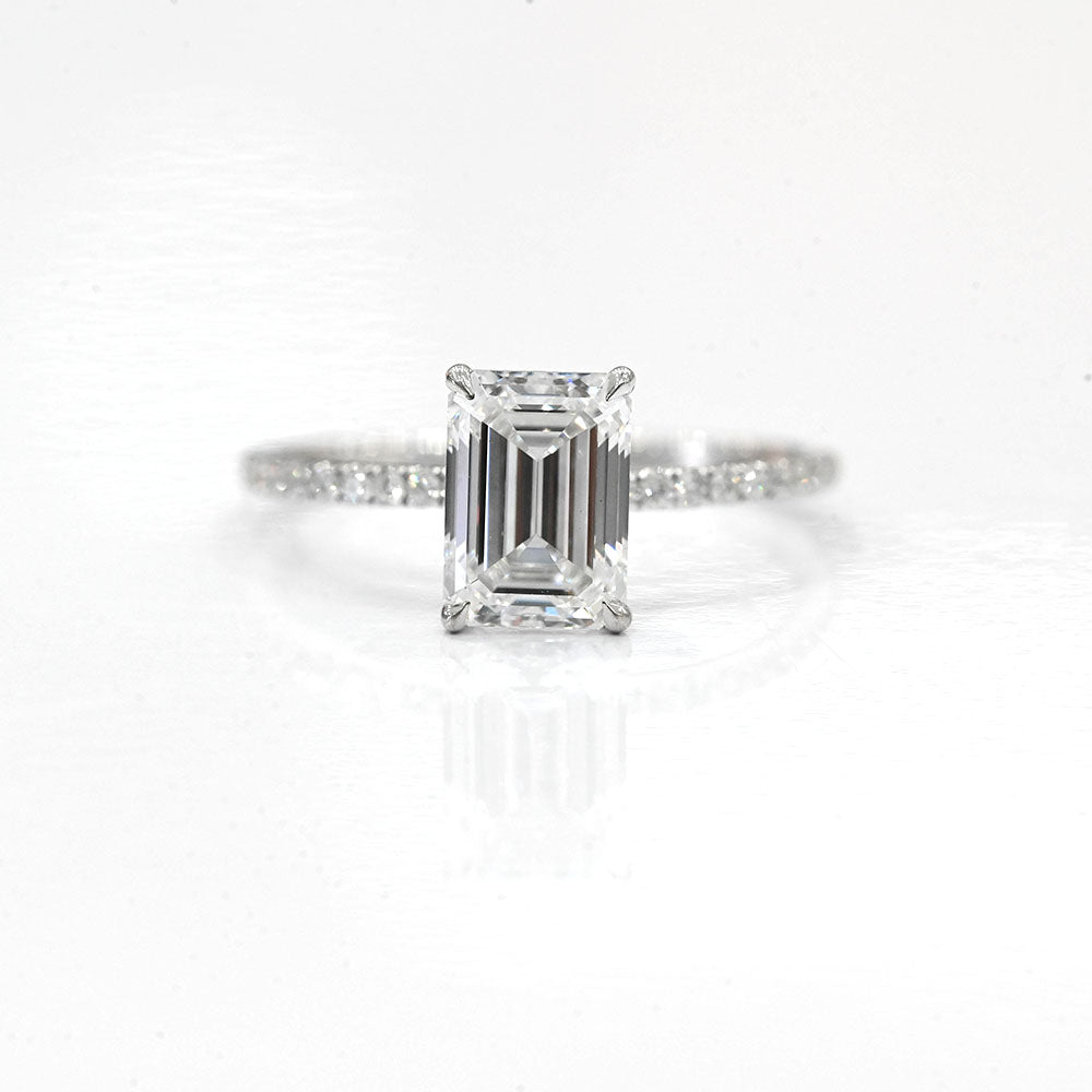 1.73 Carat Emerald Lab Grown Diamond Engagement Ring - Happy Jewelers Fine Jewelry Lifetime Warranty