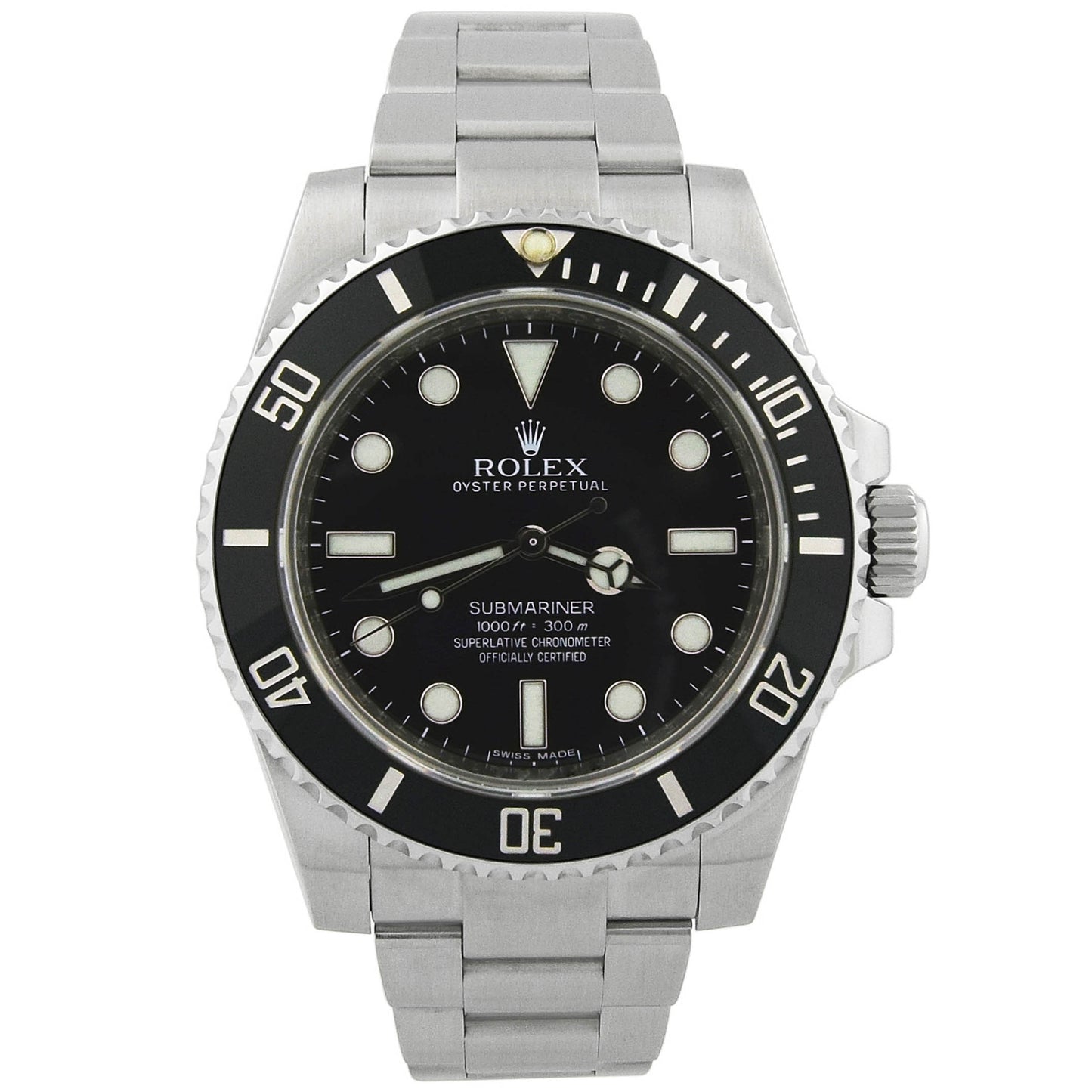 Rolex Men's Submariner No Date Stainless Steel 40mm Black Dot Dial Watch Reference #: 114060 - Happy Jewelers Fine Jewelry Lifetime Warranty