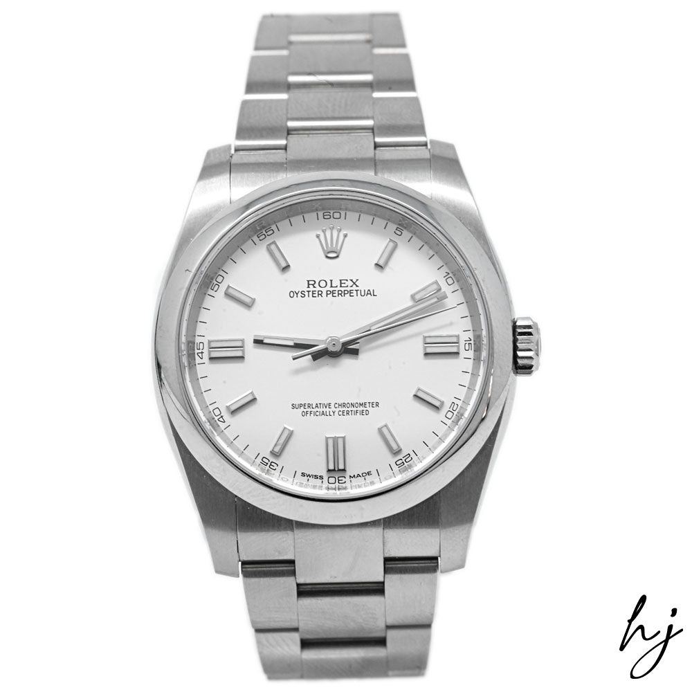 Rolex Unisex Oyster Perpetual Stainless Steel 36mm White Stick Dial Watch Reference #: 116000 - Happy Jewelers Fine Jewelry Lifetime Warranty