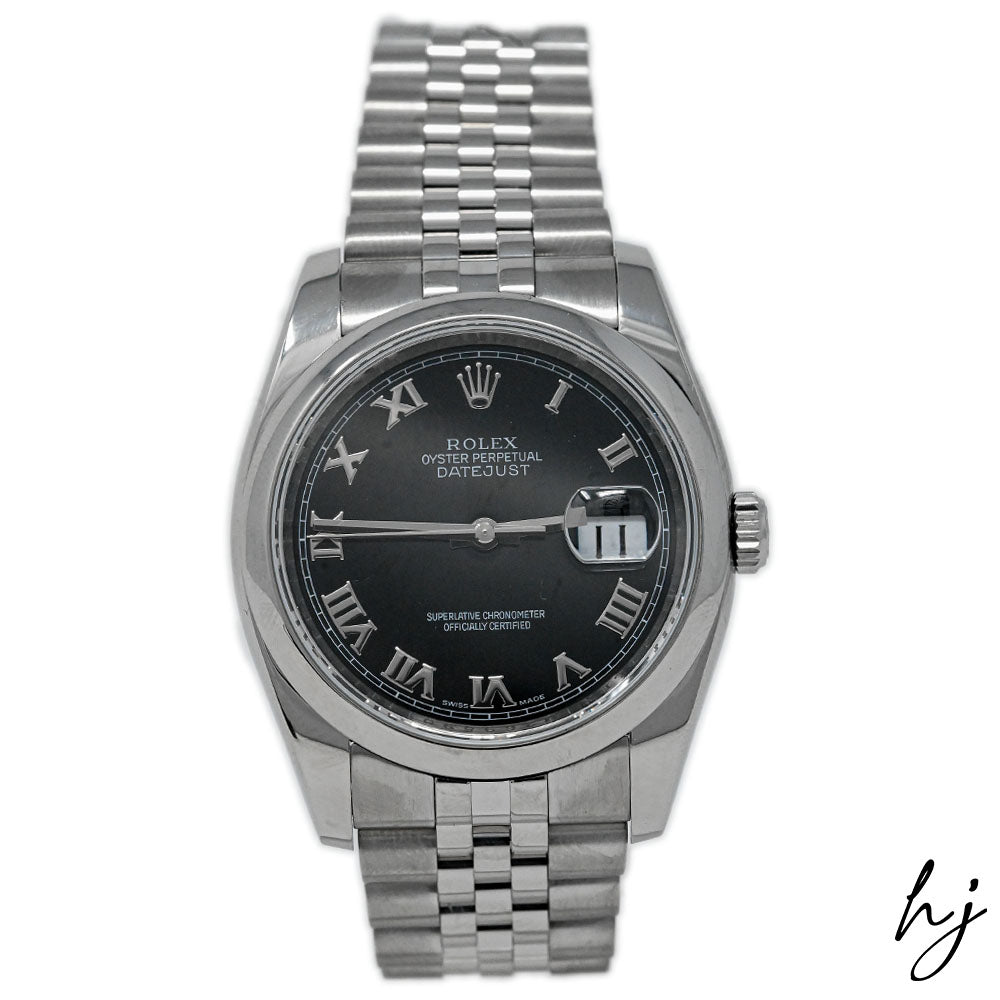 Rolex datejust 36mm black dial roman numerals Clearance