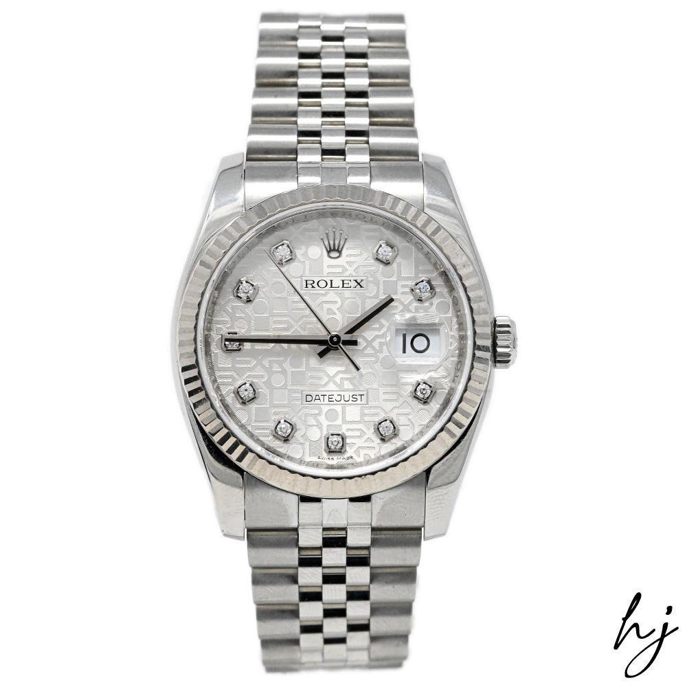 Load image into Gallery viewer, Rolex Men&amp;#39;s Datejust Stainless Steel 36mm Silver &amp;quot;Jubilee Design&amp;quot; Diamond Dot Dial Watch Reference #: 116234 - Happy Jewelers Fine Jewelry Lifetime Warranty
