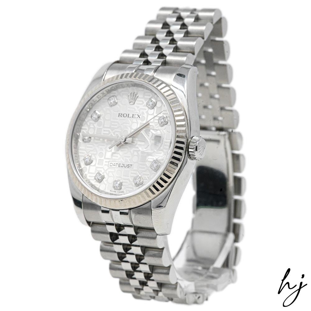 Load image into Gallery viewer, Rolex Unisex Datejust Stainless Steel 36mm Silver &amp;quot;Jubilee Design&amp;quot; Diamond Dial Watch Reference #: 116234 - Happy Jewelers Fine Jewelry Lifetime Warranty

