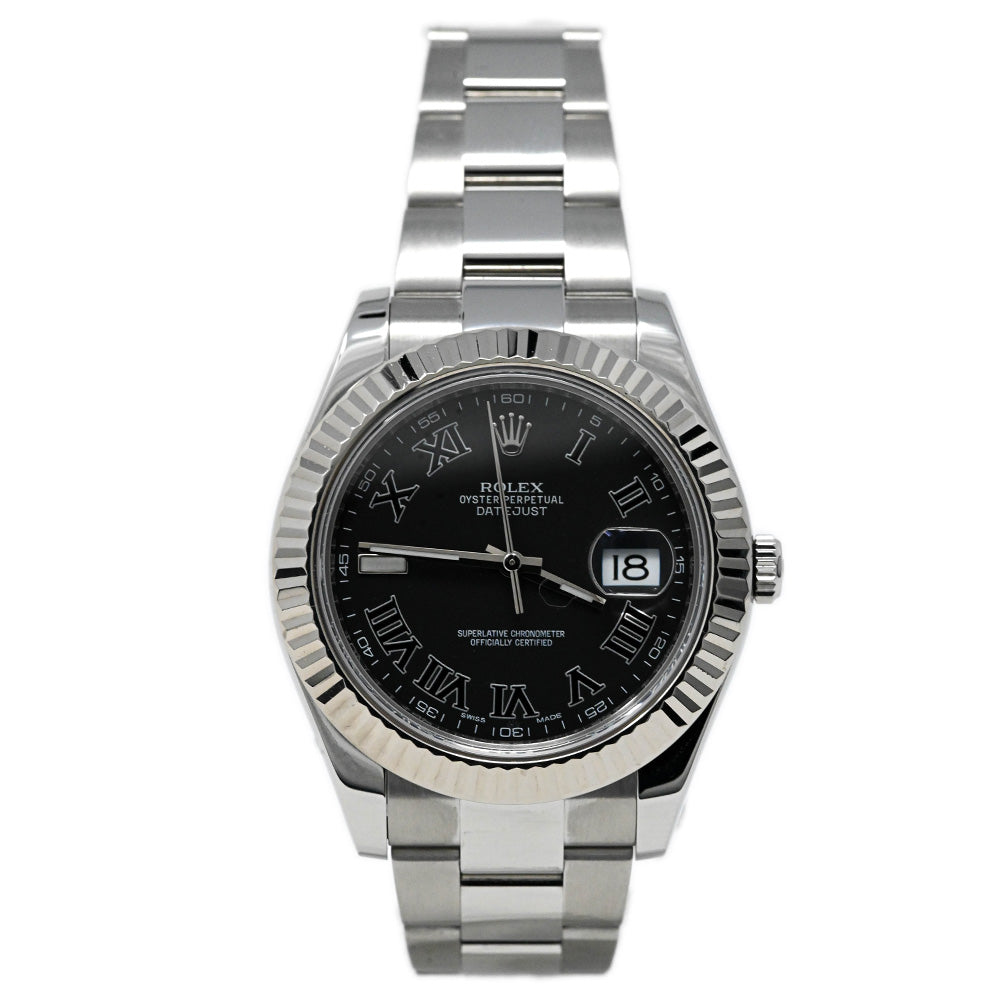 Load image into Gallery viewer, Rolex Men&amp;#39;s Datejust II Stainless Steel 41mm Black Roman Dial Watch Reference #: 116334 - Happy Jewelers Fine Jewelry Lifetime Warranty
