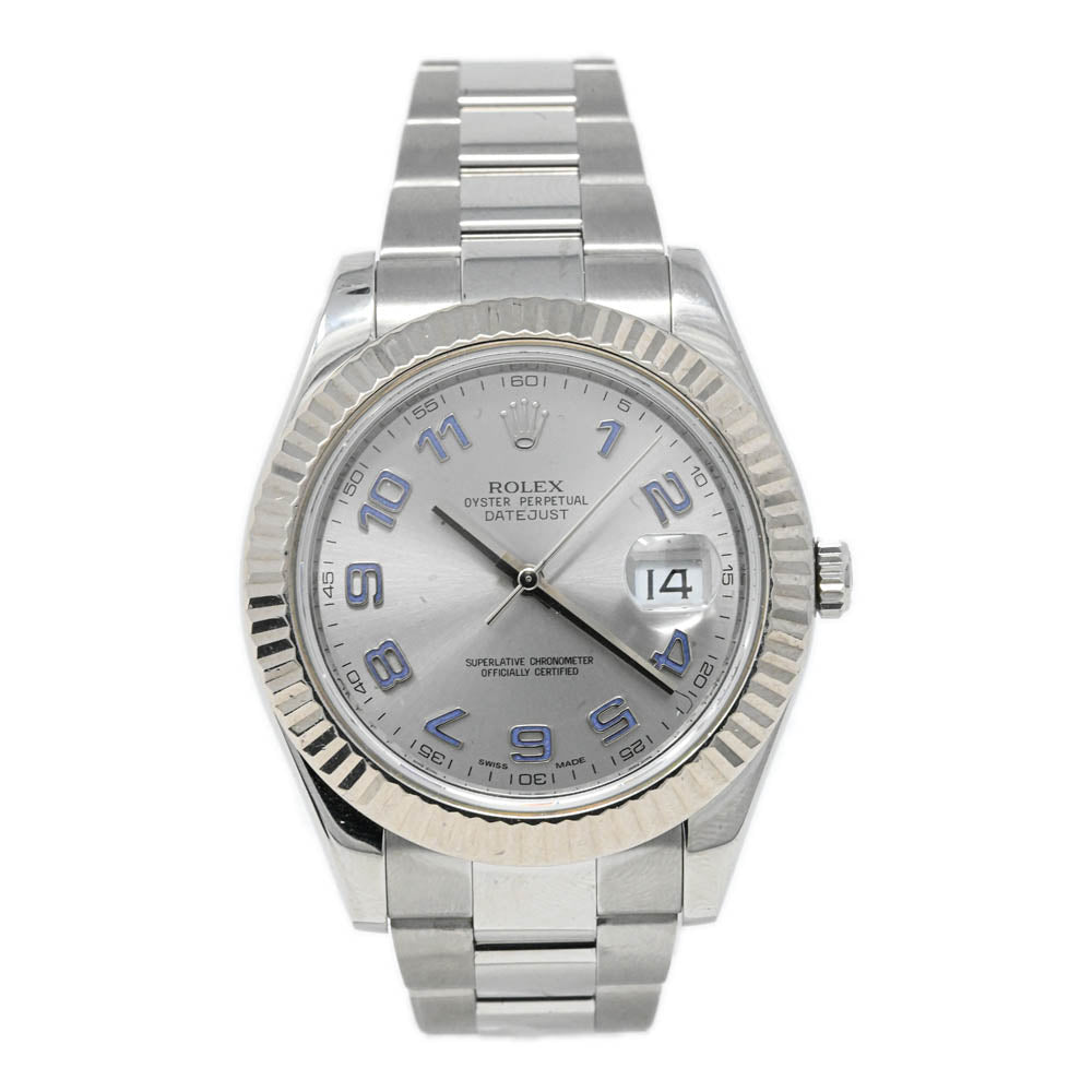 Load image into Gallery viewer, Rolex Men&amp;#39;s Datejust II Stainless Steel 41mm Silver Arabic Numeral Dial Watch Reference #: 116334 - Happy Jewelers Fine Jewelry Lifetime Warranty
