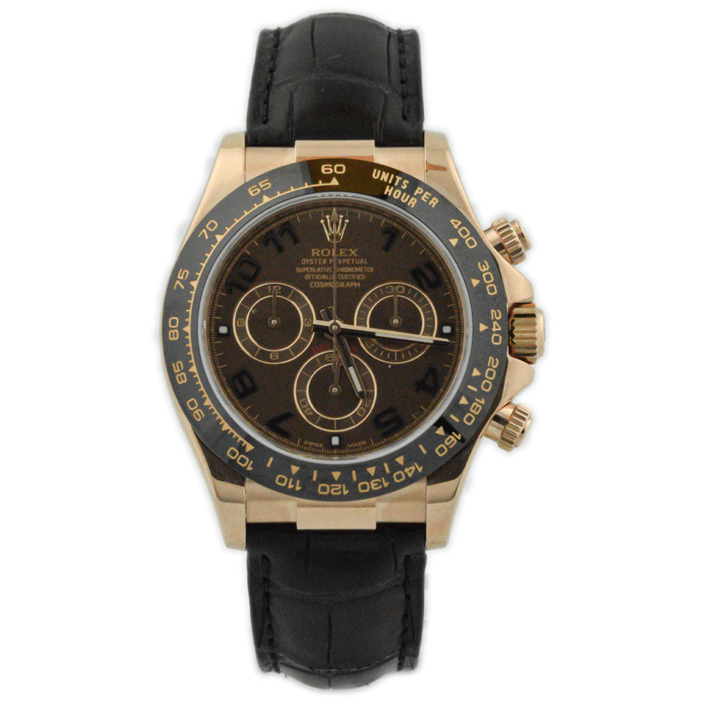 Load image into Gallery viewer, Rolex Unisex Daytona 18K Rose Gold 40mm Chocolate Arabic Dial Watch Reference #: 116515 - Happy Jewelers Fine Jewelry Lifetime Warranty
