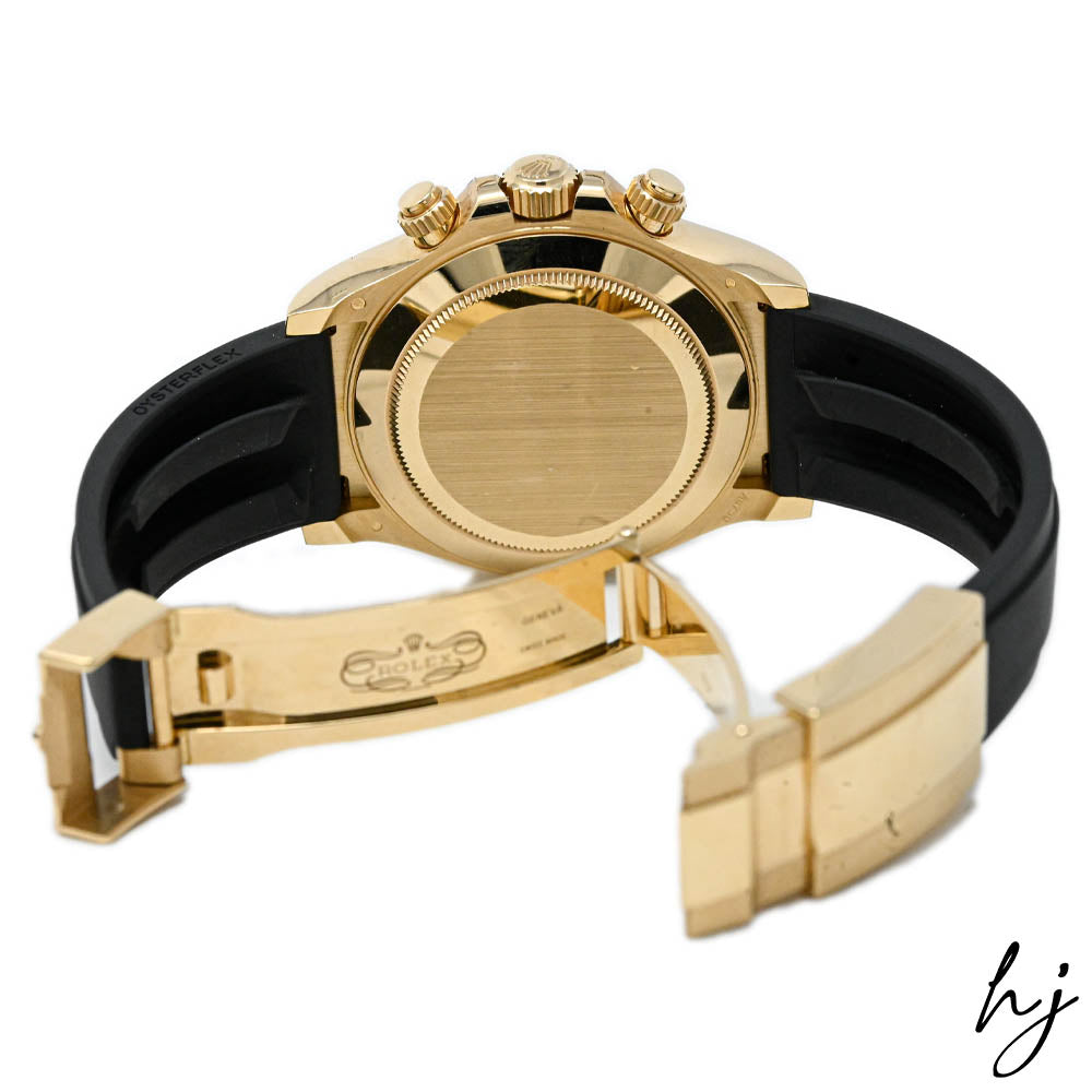 Rolex Unisex Daytona 18K Yellow Gold 40mm Champagne Stick Dial Watch Reference #: 116518 - Happy Jewelers Fine Jewelry Lifetime Warranty