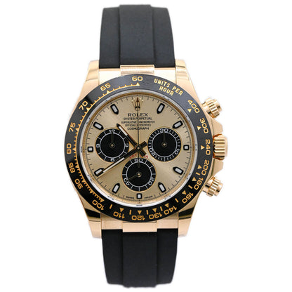 Rolex Unisex Daytona 18K Yellow Gold 40mm Champagne Chronograph Dial Watch Reference #: 116518 - Happy Jewelers Fine Jewelry Lifetime Warranty